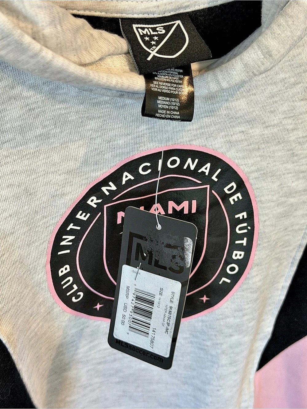 MLS Inter Miami CF Pullover Hoodie Black & Pink Size Youth Medium