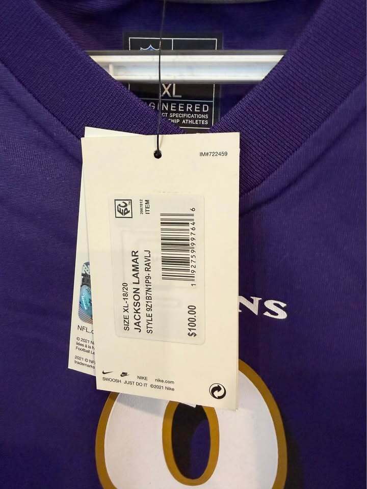 Baltimore Ravens - Lamar Jackson #8 - Youth XL