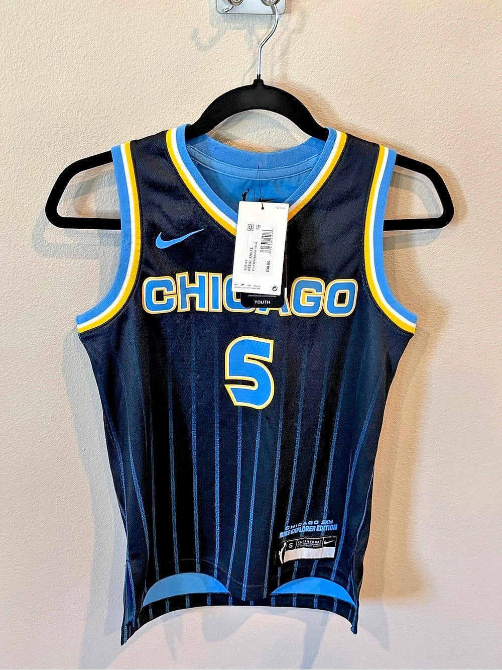 Angel Reese jersey Kids Black Striped Jersey Youth Medium.