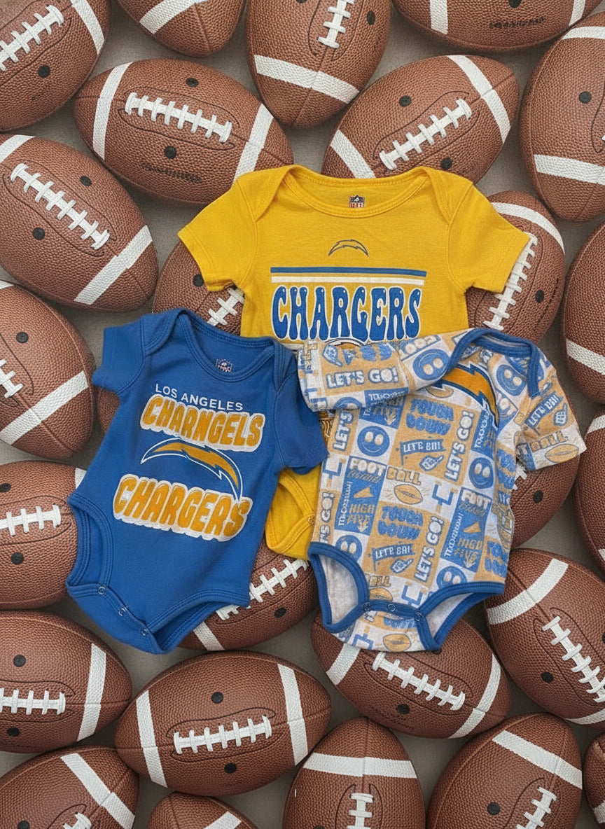 Los Angeles Chargers Baby Bodysuits - Set of 3 Size 0-3 months