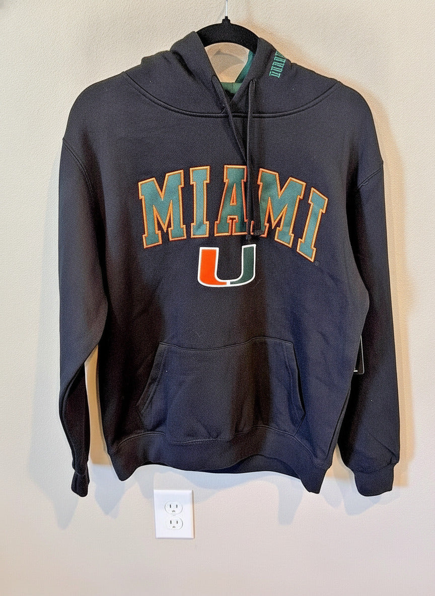 Miami Hurricanes College Hoodie Black Size Men’s Medium/Women’s Large