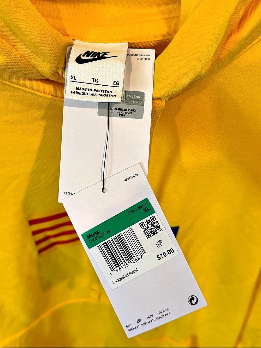 FC Barcelona Men's Yellow & Blue Hoodie Size - XL