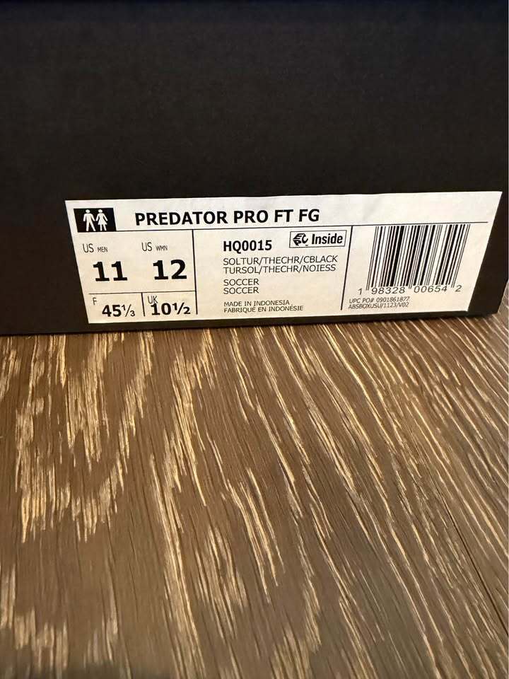 adidas Predator Pro FT FG Soccer Cleats - 11 Men/Women 12