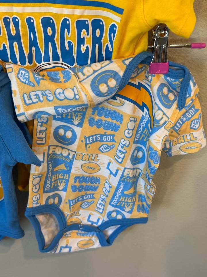 Los Angeles Chargers Baby Bodysuits - Set of 3 Size 0-3 months