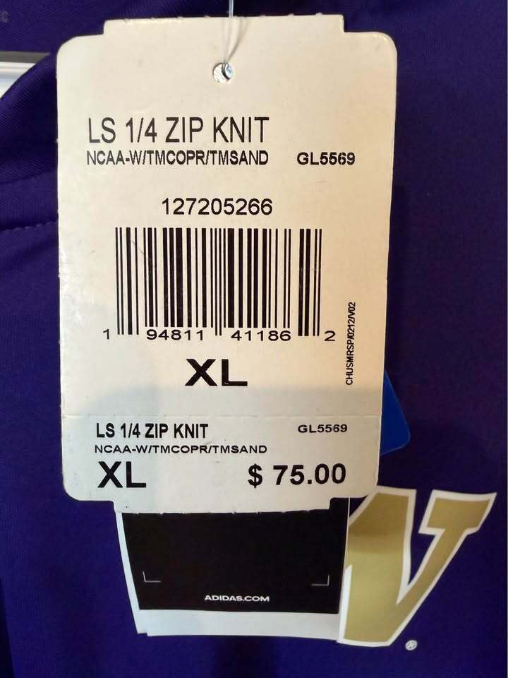 University of Washington 1/4 Zip Knit - Men's XL