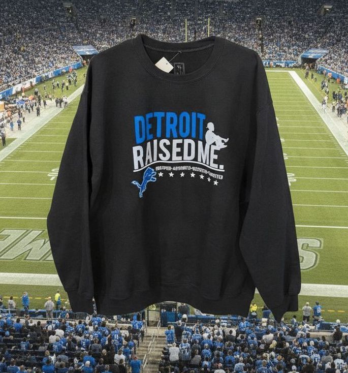 Detroit Lions "Detroit Raised Me" Crewneck - Men's Large - PRICE DROP!